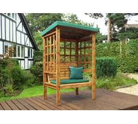 Charles Taylor Trading Bramham Two Seat Arbour - W121 X D82 X H196 Cm - Fully Assembled - Green Cushion And Roof Cover Included