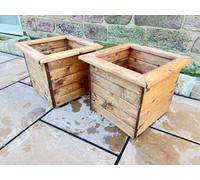 Charles Taylor 2 Piece Large Square Wooden Garden Planter L470xW470xH390mm