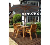 Charles Taylor Trading Charles Taylor 4 Seater Wooden Rectangular Dining Table Chairs Set Grey Cushion