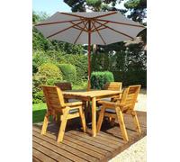 Charles Taylor Trading Charles Taylor 4 Seater Wooden Square Dining Table & Chairs Set Grey Cushion