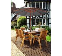 Charles Taylor Six Seater Table Set with Benches and Parasol, Grey