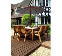 Charles Taylor Trading Charles Taylor 8 Seater Wooden Square Garden Dining Table & Chairs Parasol Grey