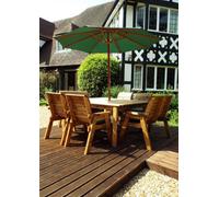 Charles Taylor Trading Charles Taylor 8 Seater Wooden Square Table & 4 Chairs 2 Benches Parasol Green