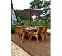 Charles Taylor Trading Charles Taylor 8 Seater Wooden Square Table & 4 Chairs 2 Benches Parasol Grey