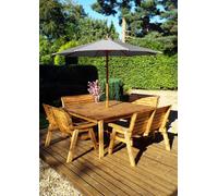 Charles Taylor Eight Seater Square Table Set with 4 Benches and Parasol, Grey