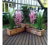 Charles Taylor Trading Charles Taylor Corner Planter Set in Brown Charles Taylor Trading Brown