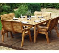 Scandinavian Redwood Garden Patio Dining Set by Charles Taylor - 8 Seats Green Cushions