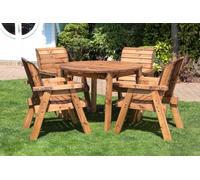 Scandinavian Redwood Garden Patio Dining Set by Charles Taylor - 4 Seats Green Cushions