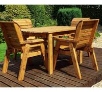 Scandinavian Redwood Garden Patio Dining Set by Charles Taylor - 4 Seats Burgundy Cushions