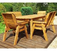 Scandinavian Redwood Garden Patio Dining Set by Charles Taylor - 6 Seats Green Cushions
