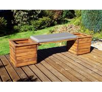 Charles Taylor Trading Charles Taylor Wooden Garden Square Raised Planter Bench Seat & Grey Cushion