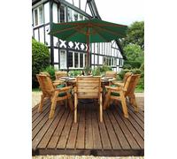 Charles Taylor Trading Eight Seater Circular Table Set With Cushions - W350 X D350 X H98 - Fully Assembled - Green