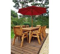 Charles Taylor Trading Eight Seater Rectangular Table Set With Cushions - W340 X D216 X H98 - Fully Assembled - Burgundy