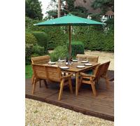 Charles Taylor Trading Eight Seater Square Table Set With Cushion - W250 X D250 X H98 - Fully Assembled - Green