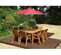 Charles Taylor Trading Eight Seater Square Table Set With Cushions - W250 X D250 X H98 - Fully Assemble - Burgundy