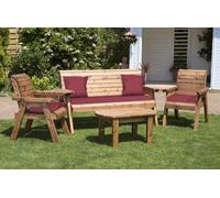 Charles Taylor Trading Five Seater Multi Set With Cushions - W350 X D150 X H98 - Fully Assembled - Burgundy