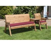 Charles Taylor Trading Four Seater Companion Set Straight With Cushions - W260 X D74 X H98 - Fully Assembled - Burgundy