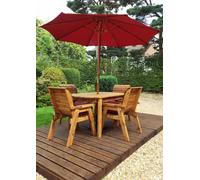 Charles Taylor Trading Four Seater Rectangular Table Set With Cushions - W220 X D190 X H98 - Fully Assembled - Burgundy