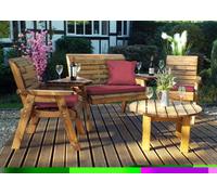 Charles Taylor Trading Four Seater Set Round With Cushions - Fully Assembled - Burgundy