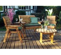 Charles Taylor Trading Four Seater Set Round With Cushions - W310 X D150 X H98 - Fully Assembled - Green