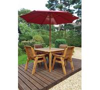 Charles Taylor Trading Four Seater Square Table Set With Cushions - W230 X D230 X H98 - Fully Assembled - Burgundy