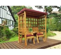 Charles Taylor Trading Henley Twin Seat Arbour - W172 X D81 X H193 Cm - Fully Assembled - Burgundy Cushion And Roof Cover Included