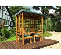 Charles Taylor Trading Henley Twin Seat Arbour - W172 X D81 X H193 Cm - Fully Assembled - Green Cushion And Roof Cover Included