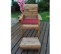 Charles Taylor Trading One Seater Lounger With Cushions - W68 X D135 X H98 - Fully Assembled - Burgundy