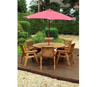 Charles Taylor Trading Six Seater Circular Table Set With Cushions - W280 X D280 X H98 - Fully Assembled - Burgundy