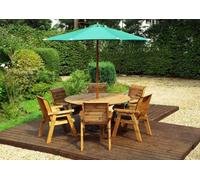 Charles Taylor Trading Six Seater Circular Table Set With Cushions - W280 X D280 X H98 - Fully Assembled - Green