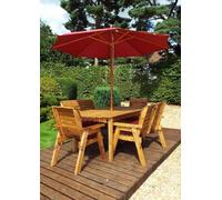 Charles Taylor Trading Six Seater Rectangular Table Set With Cushion - W290 X D245 X H98 - Fully Assembled - Burgundy