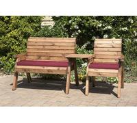 Charles Taylor Trading Three Seat Companion Set Straight With Cushions - W262 X D74 X H98 - Fully Assembled - Burgundy