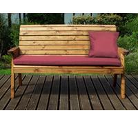 Charles Taylor Trading Three Seater Winchester Bench With Burgundy Cushions - Fully Assembled W170 X D74 X H98
