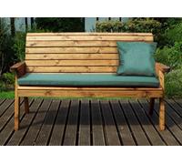 Charles Taylor Trading Three Seater Winchester Bench With Green Cushions - Fully Assembled W170 X D74 X H98