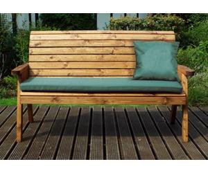 Charles Taylor Trading Three Seater Winchester Bench With Green Cushions - Fully Assembled W170 X D74 X H98