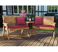 Charles Taylor Trading Twin Bench Set Angled With Cushions - W264 X D90 X H98 - Fully Assembled - Burgundy