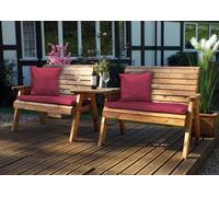 Charles Taylor Trading Twin Bench Set Straight With Cushions - W264 X D90 X H98 - Fully Assembled - Burgundy