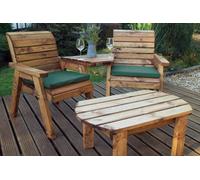 Charles Taylor Trading Twin Companion Dining Set Angled With Cushions - W160 X D170 X H98 - Fully Assembled - Green