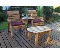 Charles Taylor Trading Twin Companion Dining Set Straight With Cushions - W160 X D170 X H98 - Fully Assembled - Burgundy