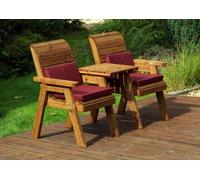 Charles Taylor Trading Twin Companion Set Straight With Cushions - W160 X D74 X H98 - Fully Assembled - Burgundy
