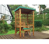 Charles Taylor Trading Wentworth Single Arbour - W120 X D92 X H194 Cm - Fully Assembled - Green Cushion And Sun Canopy Included