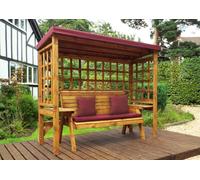 Charles Taylor Trading Wentworth Three Seater Arbour - W225 X D92 X H194 Cm - Fully Assembled - Burgundy Cushion And Sun Canopy Included