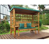 Charles Taylor Trading Wentworth Three Seater Arbour - W225 X D92 X H194 Cm - Fully Assembled - Green Cushion And Sun Canopy Included