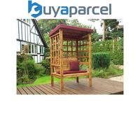 Charles Taylor Bramham 2 Seater Wooden Arbour with Burgundy Canopy - Red - Wilko
