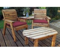 Charles Taylor Wooden Companion 2 X Chair Coffee Table Angled & Red Cushion