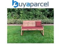 Charles Taylor Trading Charles Taylor Wooden Garden 3 Seater Rocker Bench Rocking Chair & Red Cushion
