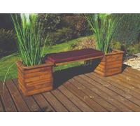 Charles Taylor Wooden Garden Square Raised Planter Bench Seat & Red Cushion