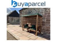 Charles Taylor Wooden Grand Henley Garden Arbour & 2 Chairs Seat Green Cover