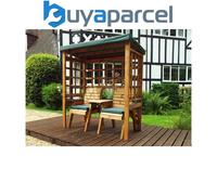 Charles Taylor Wooden Henley Garden Arbour & 2 Chairs Seat Green Cushions Cover