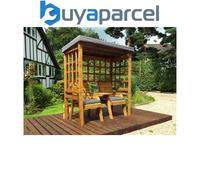 Charles Taylor Wooden Henley Garden Arbour & 2 Chairs Seat Grey Cushions Cover